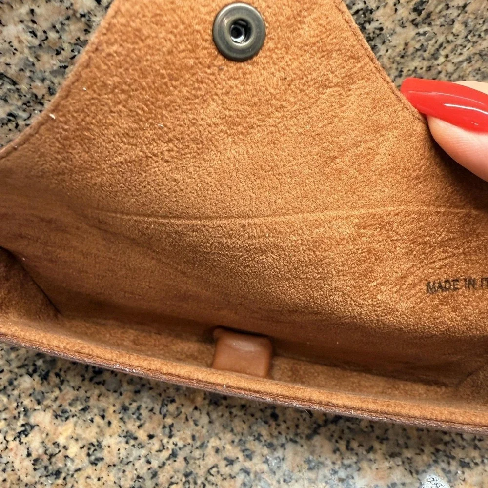 VTG Ray-Ban Brown Genuine Leather Embossed Sunglasses Case Made in Italy